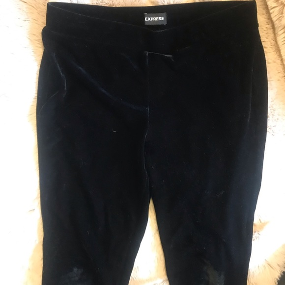 Express Black Velvet Mid Rise Leggings - Picture 5 of 6